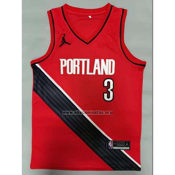Camiseta Portland Trail Blazers C.j. McCollum NO 3 Statement 2020-21 Rojo